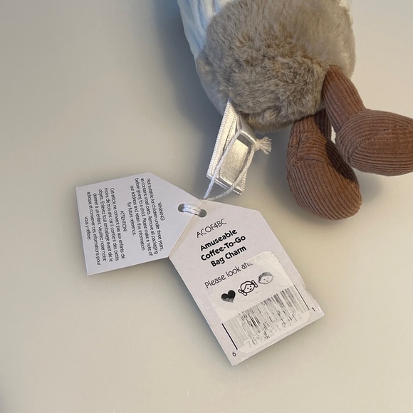 BNWT NEW RARE Jellycat Amuseable Coffee To Go Bag Charm Keyring Chain Beige - Picture 6 of 6
